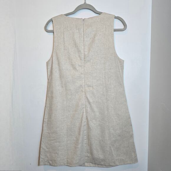 NWT Banana Republic Linen Blend Square Neck Dress Sz M Beige Shift Neutral $110 - Picture 6 of 11